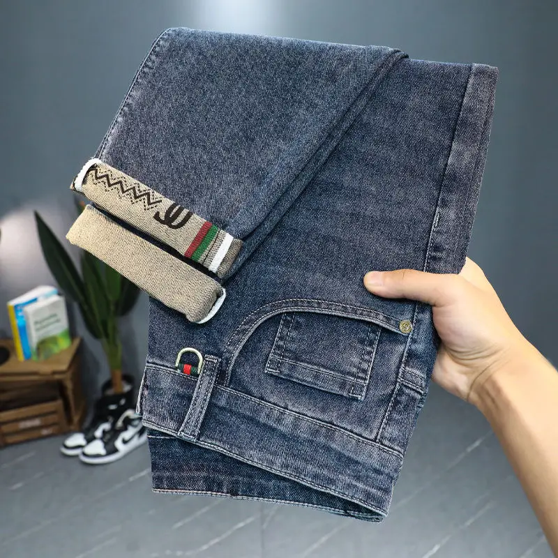 Summer Boyfriend 2024 New Patchwork Button Zipper Pocket Printing Embroidery Solid Color Comfortable Casual Straight Jeans