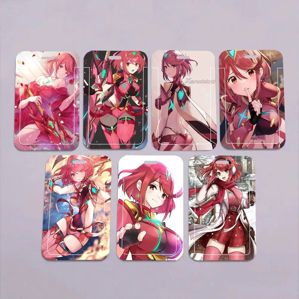 Pyra Animated Game X-Xenoblade Chronicles X Porta tarjetas con cordón negro para tarjetas de comida de estudiantes e identificaciones de campus escolares
