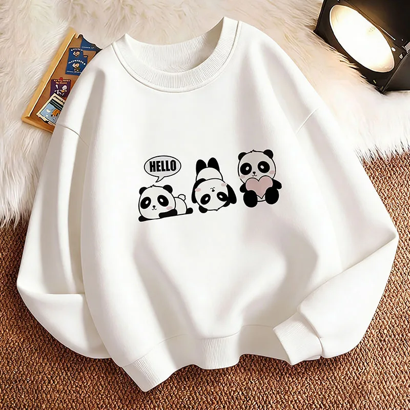 Funny Lovely Panda Children's Sweatshirt Pullover Spring Crew Neck Graphic Print Hoodie Boy/Girl Kids Hoody
