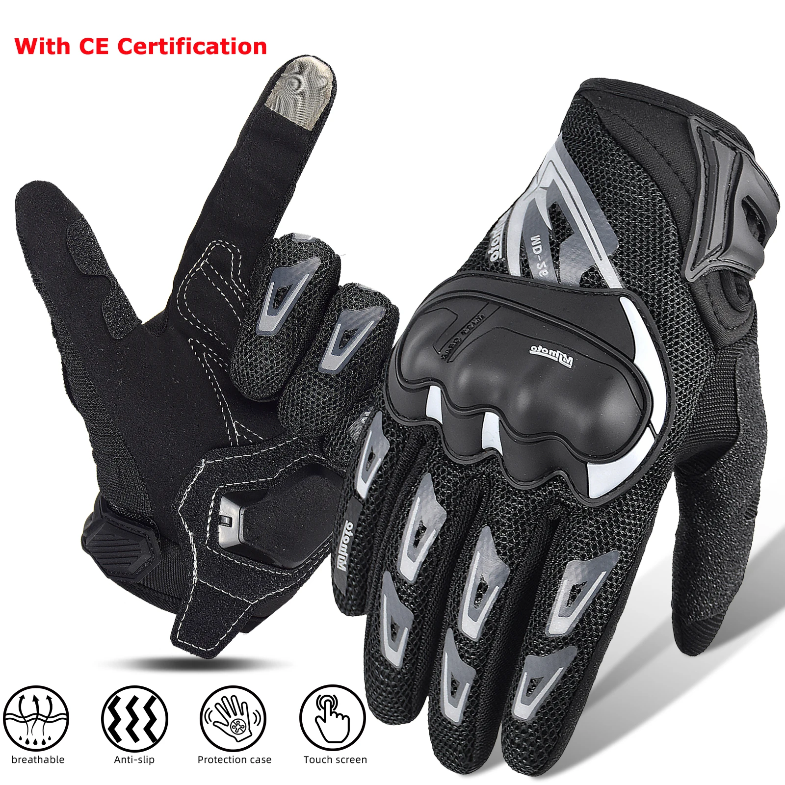 

Summer Full Finger Motorcycle Gloves Reflective Breathable for Moto Dirt Bike MTB Racing Climbing Cycling Riding Protective Gear