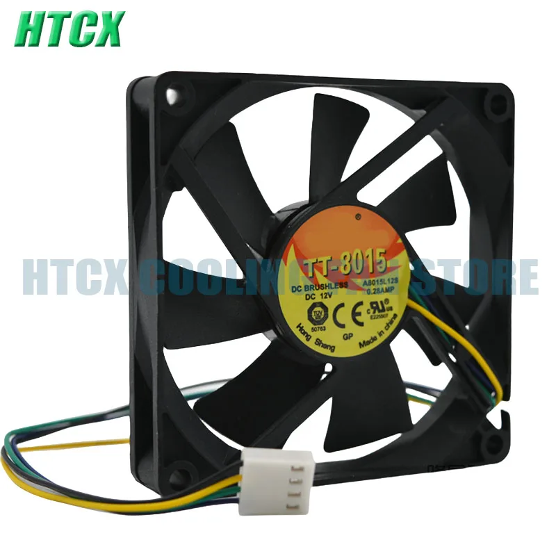New TT-8015 A8015L12S 8CM 4PIN Control Speed Temperature Control Silence 1.5CM Thick 12V 0.28A Cooling Fan