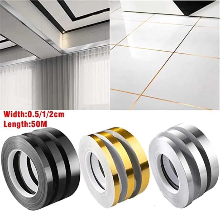 50M Self Adhesive Floor Tile Stickers Waterproof Wall Gap Sealing Tape Strip Floor Tile Beauty Seam Sticker Wall Decoration