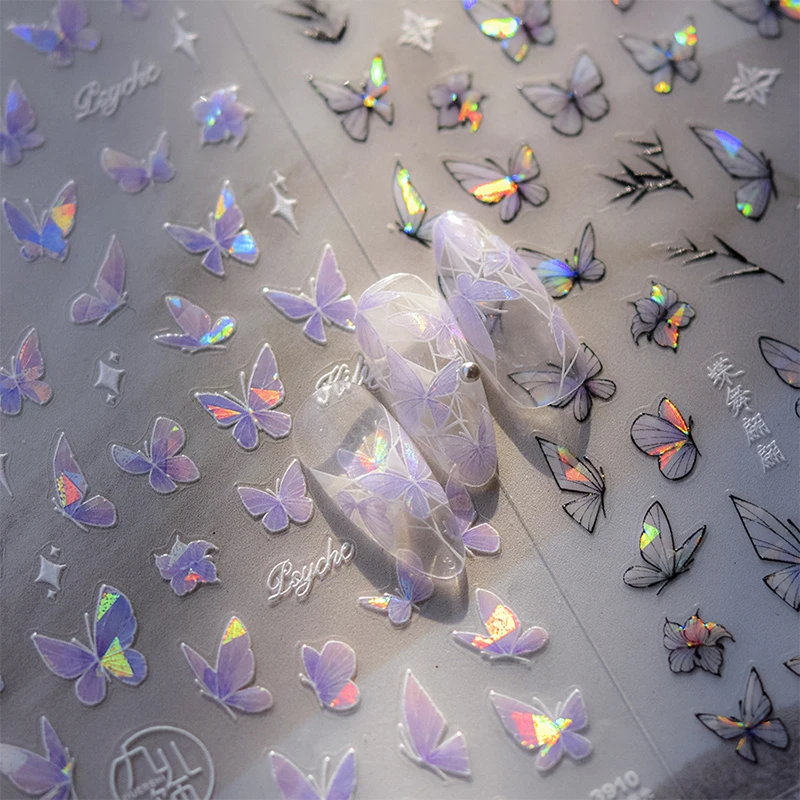 Glitter Butterfly Jelly Series Nail Art Stickers High Quality Bronzing Diy Manicure Decal Decoration Decal Design Manicure Tool