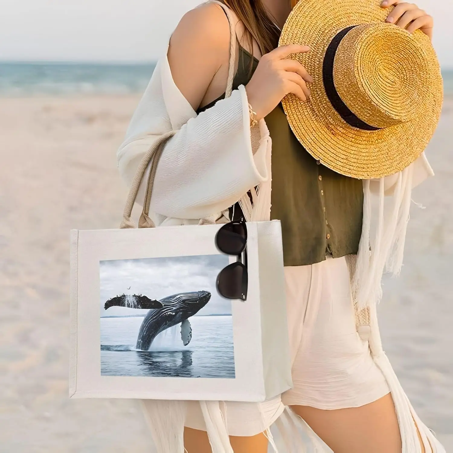 (Killer Whale) Canvas-Einkaufstasche, Strand, Reisen, Umhängetasche, Geschenke, Schultertasche