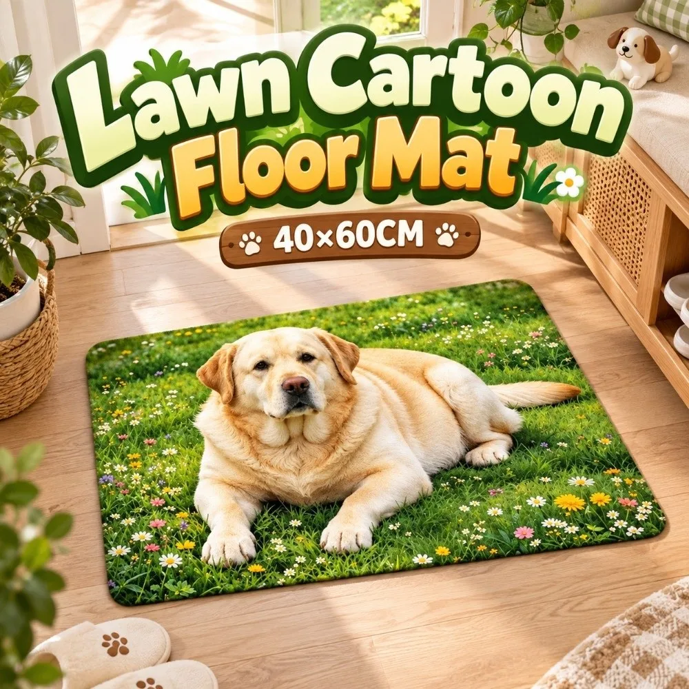 40*60cm Cute Dog Floor Mat Non-slip Water-absorbing Bedroom Door Small Rug Soft Corgi / Teddy Dog Bathroom Carpet Table Bedside