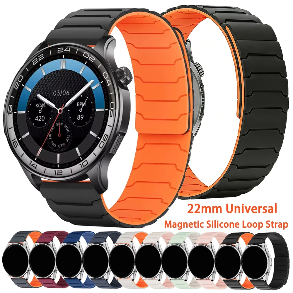 22mm Magnetic Band for Zeblaze Btalk 4 PRO 3/Vibe 8 7 Lite Silicone Loop Strap Replace Bracelet For Xiaomi Watch 5 S5 Accessorie