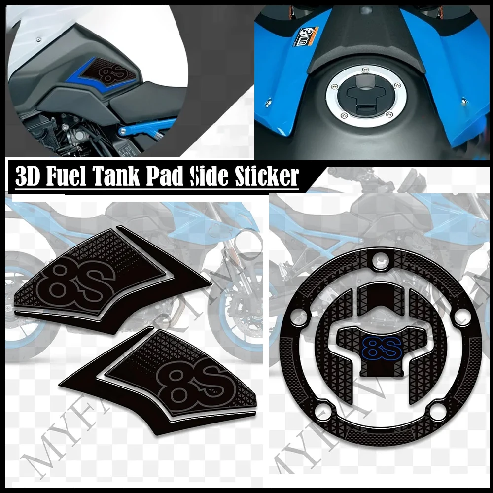 

3D Waterproof Stickers Motorcycle Tank Knee Pad Grips Protection For Suzuki GSX-8S GSX8S GSX 8S 800 2023 2024 Gas Fuel Oil Kit