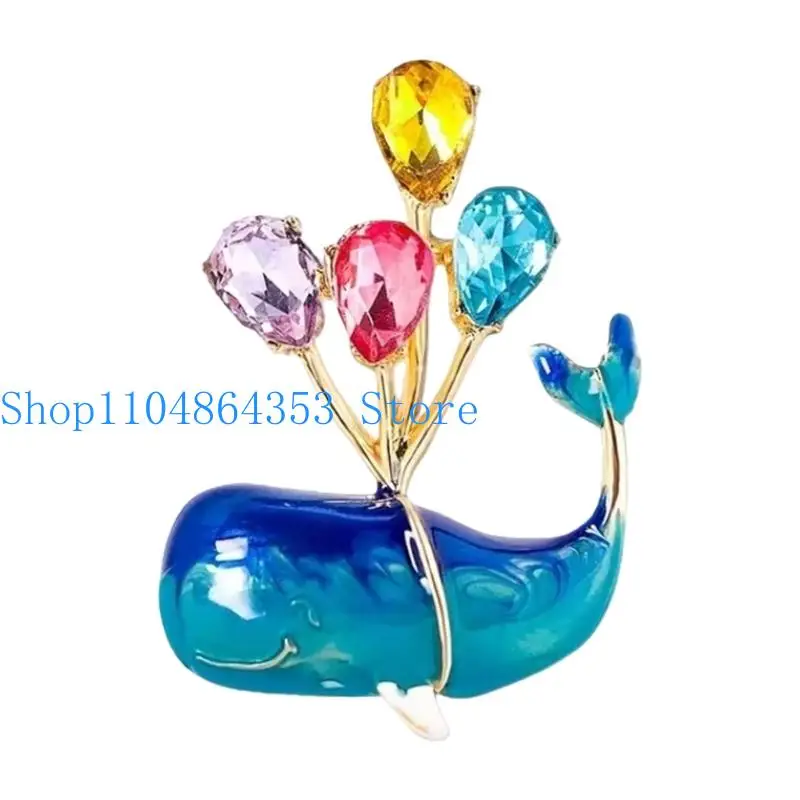 652F Stylish Whale Corsage Balloon Themed Alloy Accessory For Teens Girls Boys