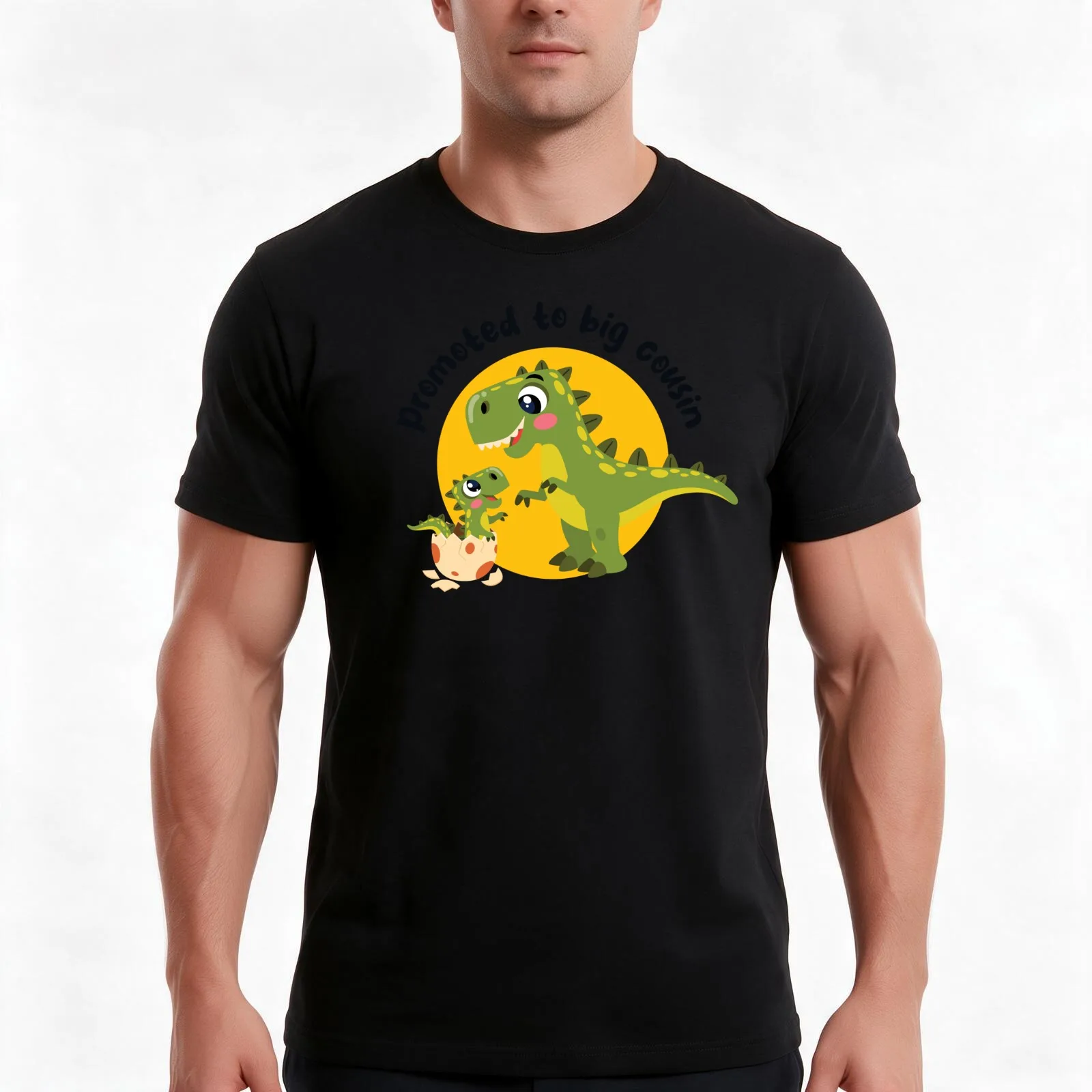 Promoted to big cousin - kid dinosaur (on light colors) T-Shirt, Summer Casual Cotton Tee, Oversized Streetwear Tops