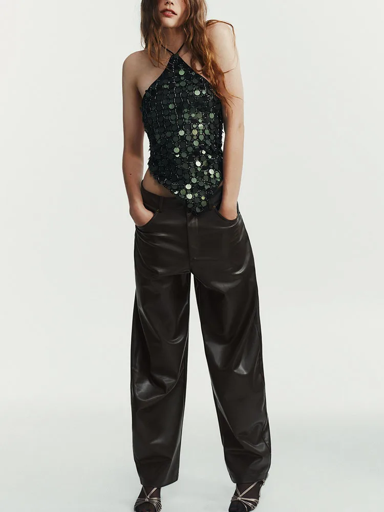 

Faionable Autumn Winter High Waist Pants Women's New Arrival 2025 ket Decorated Balloon Sle Trousers Ele Aosphere