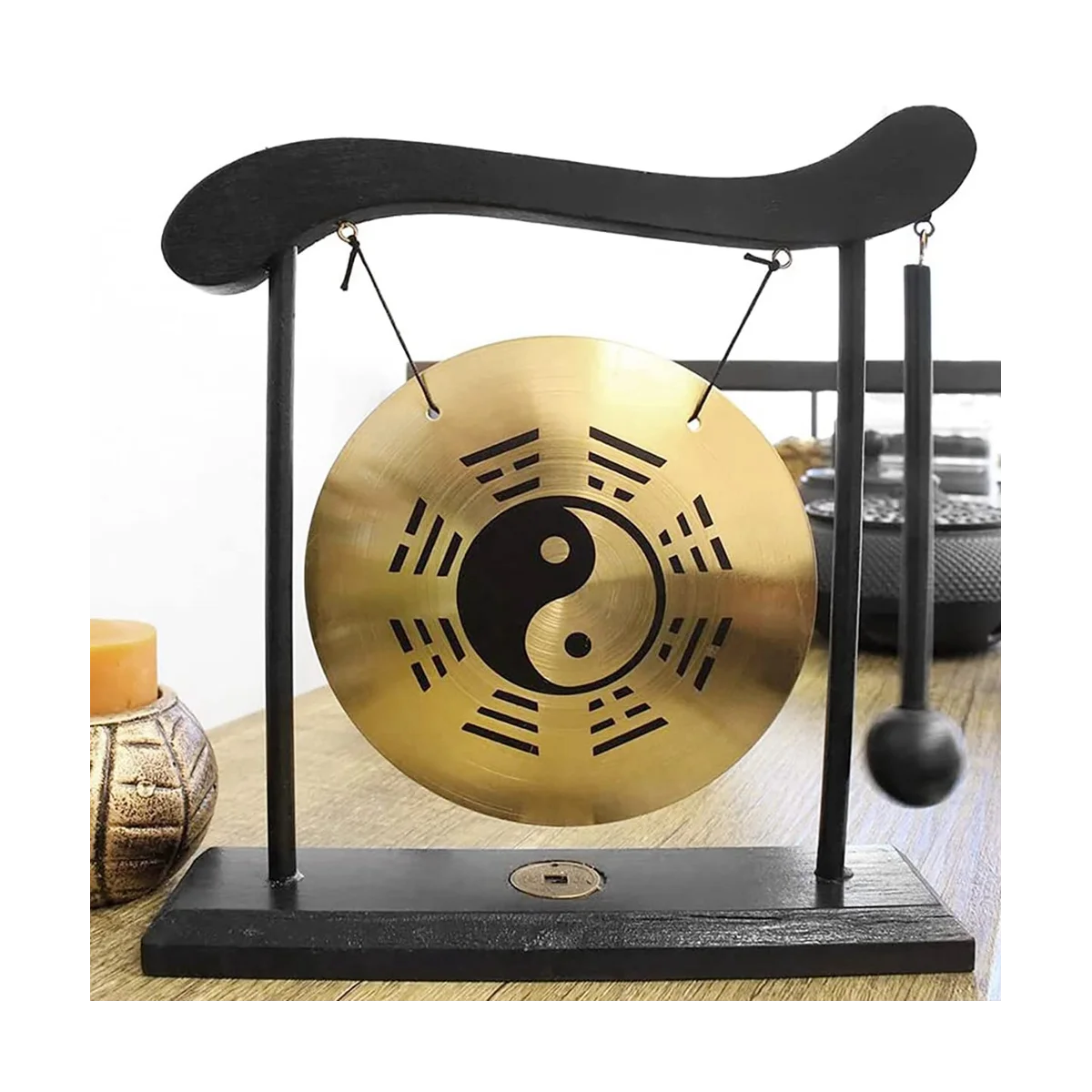 탁상 풍수 황동 공 탁상 장식, 스탠드 및 말렛, 섬세한 중국 가정 장식, 8 개 그림