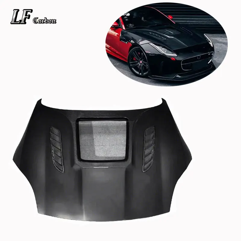 New Carbon Fiber Transparent Glass Engine Hood for Jaguar F-TYPE Specific Replacements
