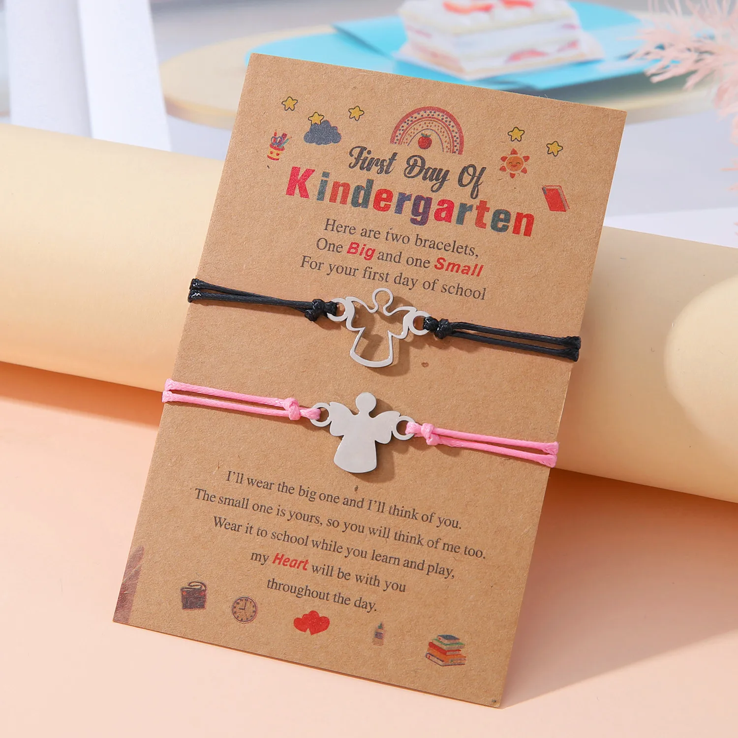 New Trendy Opening Season Bracelet Stainless Steel Angel Academy Style Mother Daughter Parent Child Weaving Handrope Gift