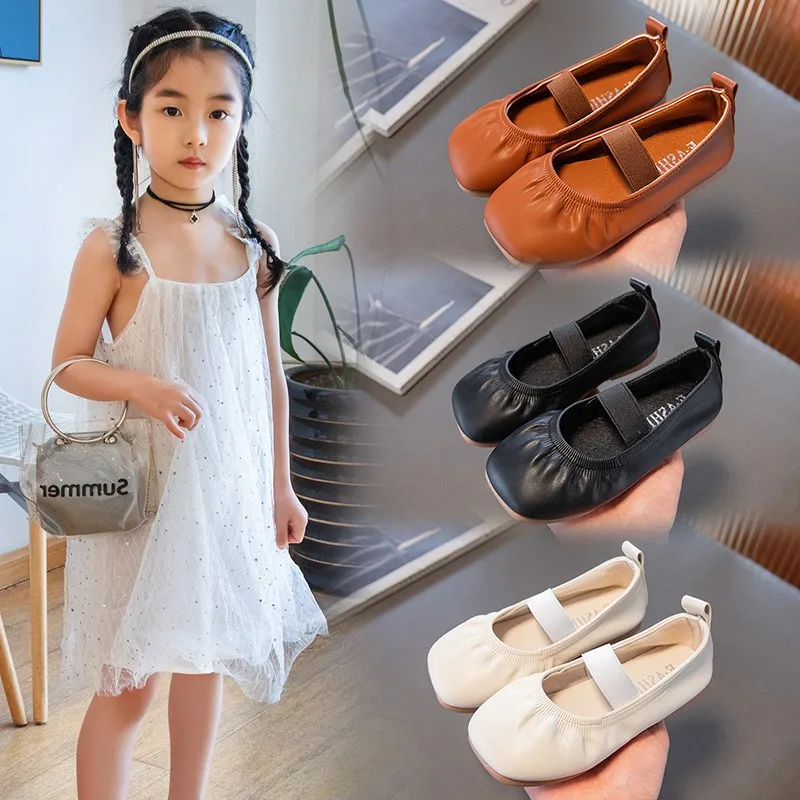 

Flat Single Shoe for Children Fashion Kids Princess Shoes Prewalker Little Girls Casual Pu Leather Shoes for Spring Autumn White