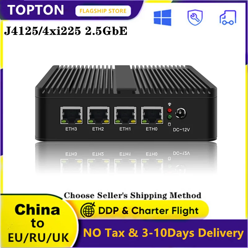 4 LAN 2,5G Fanless pfSense Router Celeron J4125 Mini PC Intel i226 2500M Virtuelle Maschine VPN Firewall Appliance OPNsense Openwrt