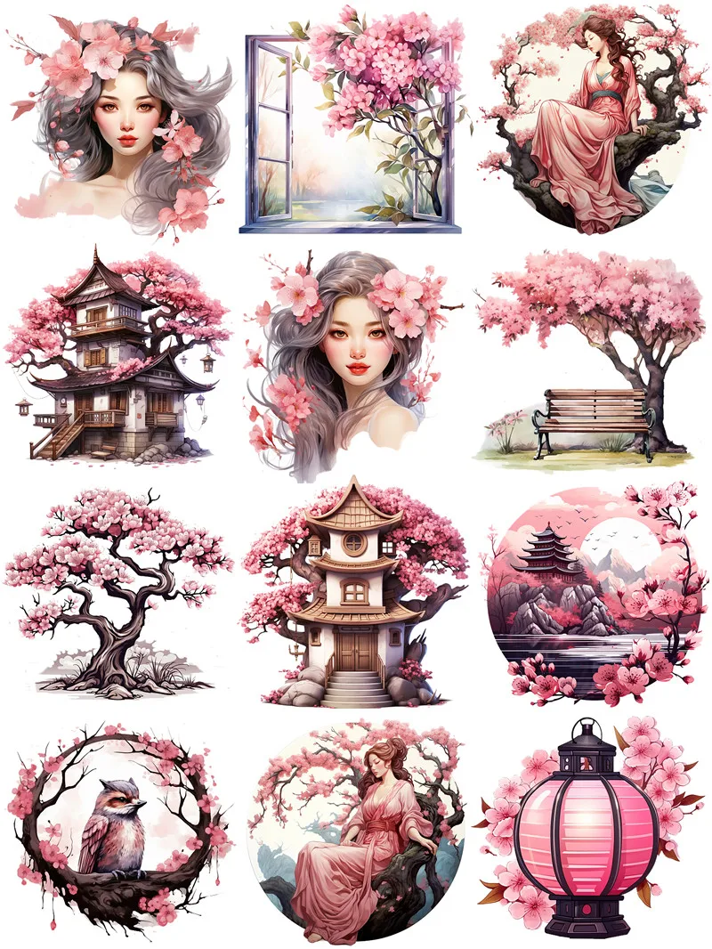 Japanese Sakura Girl Stickers Crafts And Scrapbooking stickers kids toys book Decorative sticker DIY Stationery