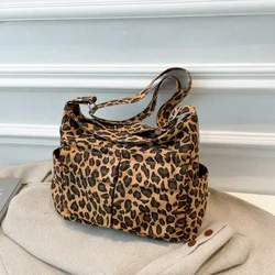 Leisure Leopard Print Nylon Zipper Women's Shoulder Bags New Style Large Capacity Fashionable Handbag Soft Simple Crossbody Bag