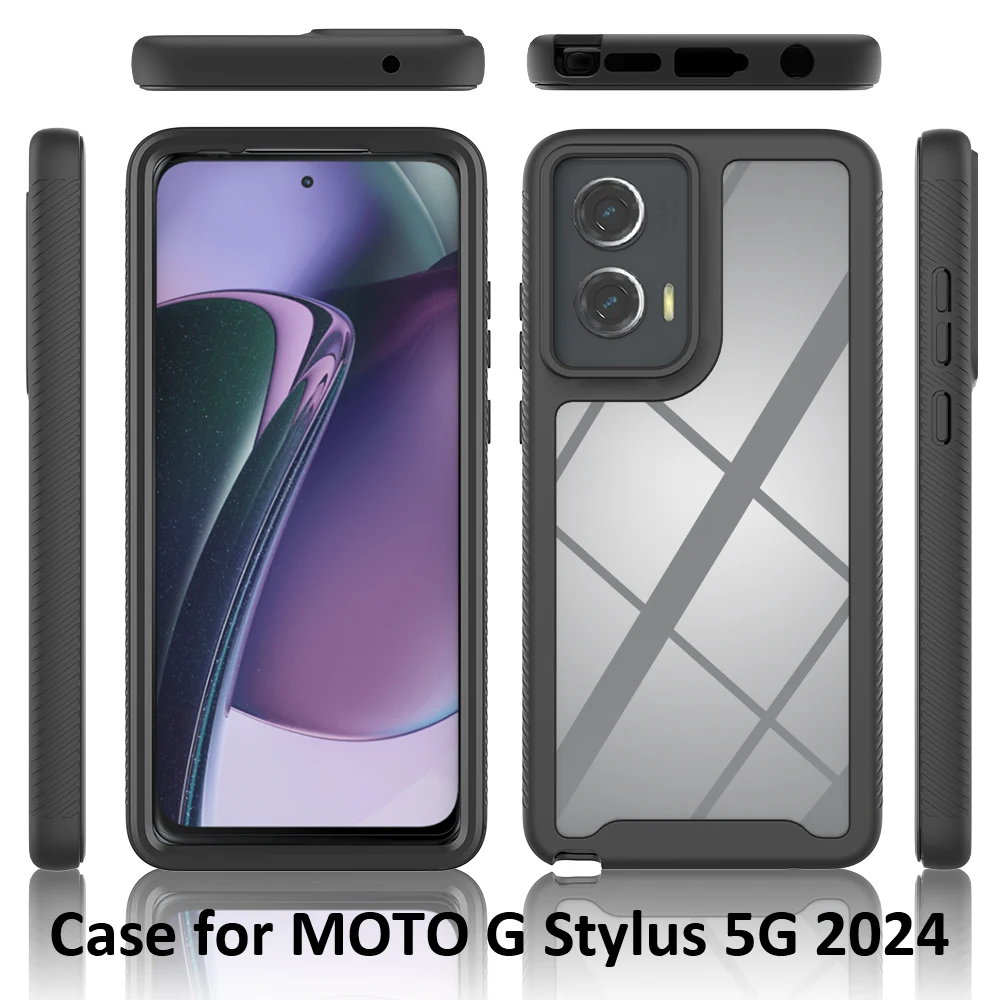 Case For Motorola G Stylus 5G 2024 / Moto G Stylus 5G 2023 Funda Capa Transparent TPU/PC Phone Cover Bumper Frame + Clear Shell