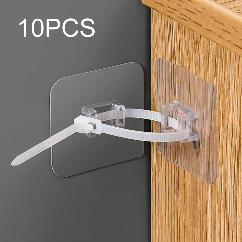 10PCS Strong Self-adhesive Bookshelf Shoe Cabinet Wardrobe Wall Bracket Fixed Patch For Child Protection No Punching To Prevent