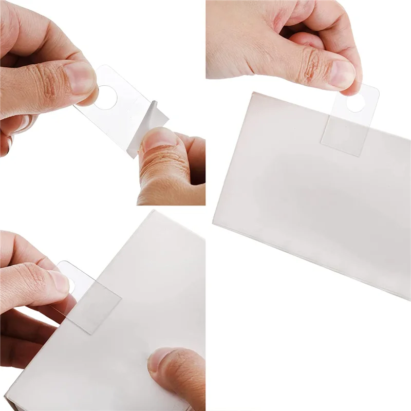 1000 PCS Self Adhesive Hanging Tabs, 1x1-1/2 Inch Round Hole Hanger Hang Tag Hooks for Retail Store Supplies Display B20