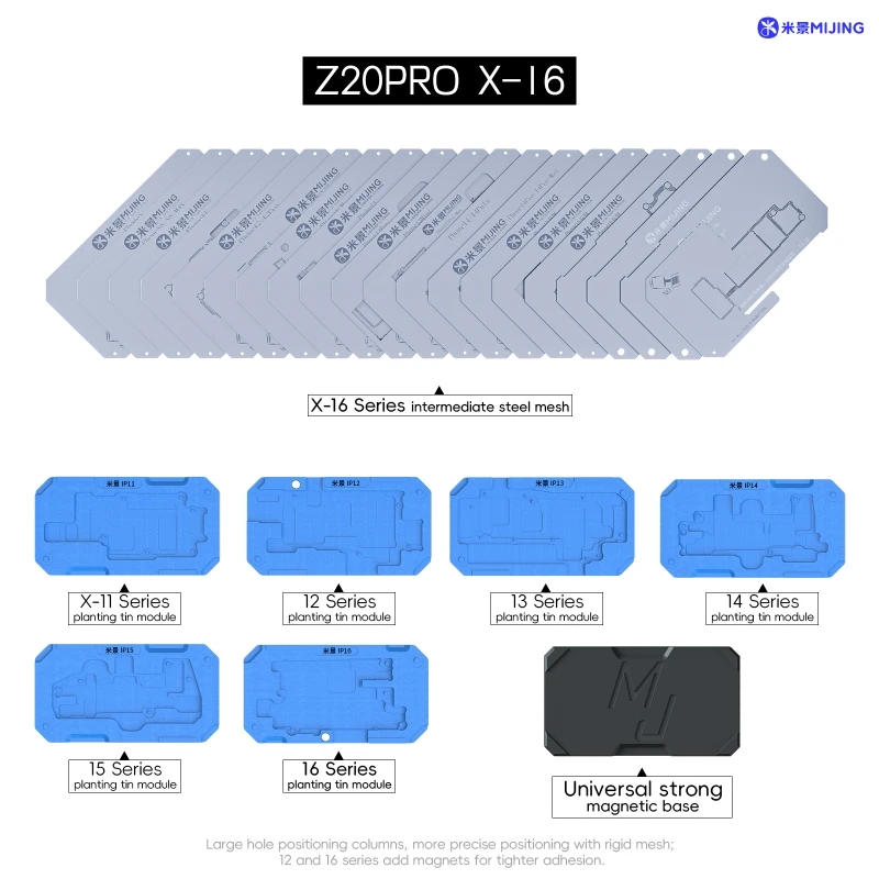 

Mijing Z20 Pro Phone Motherboard Middle Layer Reballing Stencil with Position Fixture for iPhone 16 15 14 13 12 11 X