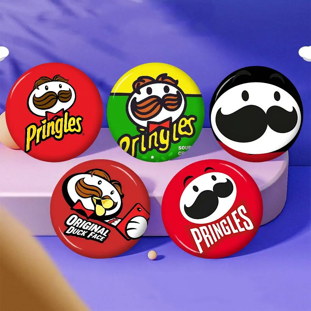 Broches clásicos con logotipo de p-pringles de Anime, insignia de dibujos animados, chaqueta, pantalones vaqueros, Pin de solapa, accesorio de regalo