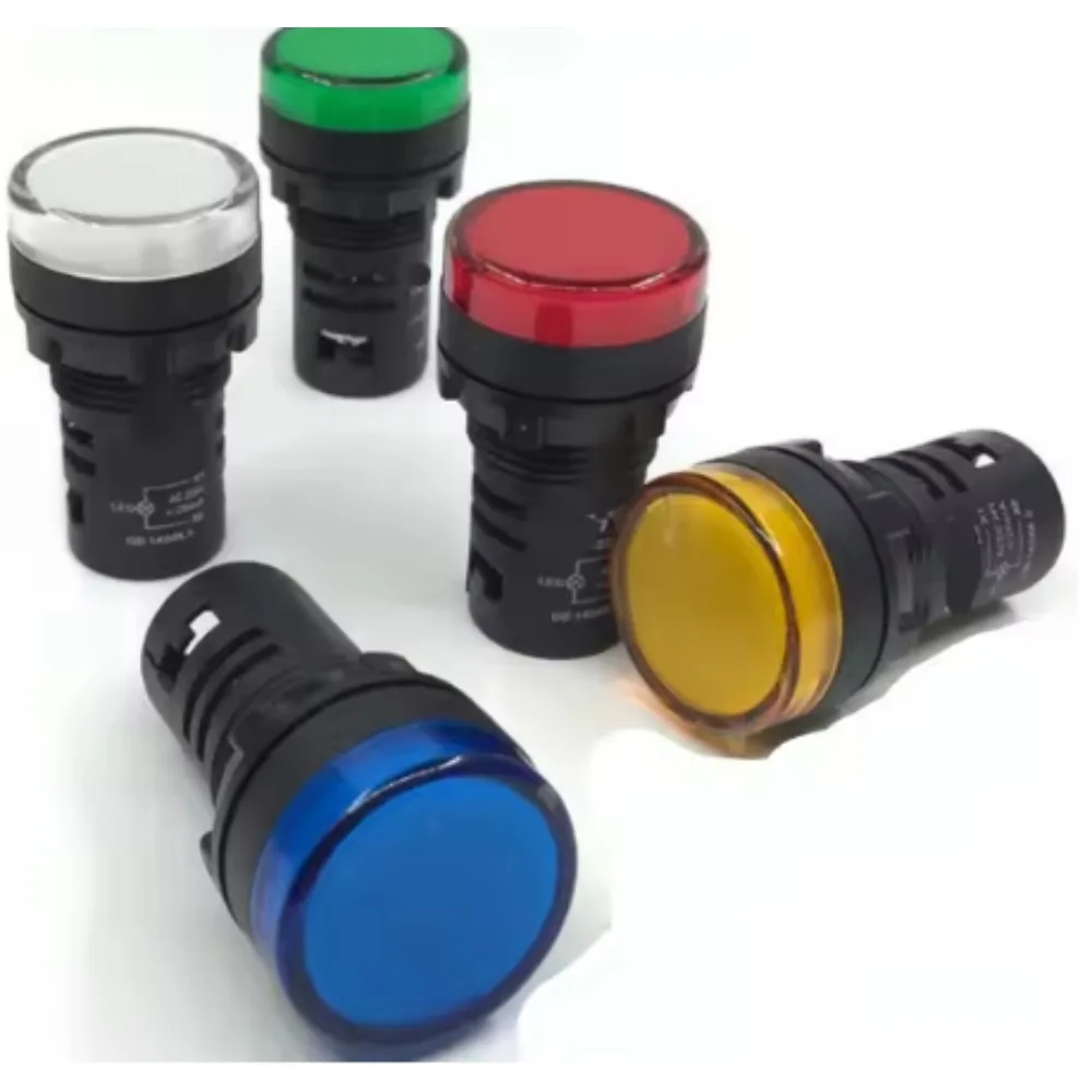 5pcs Indicator Pilot Signal Light   220v 22mm Panel Mount LED Power