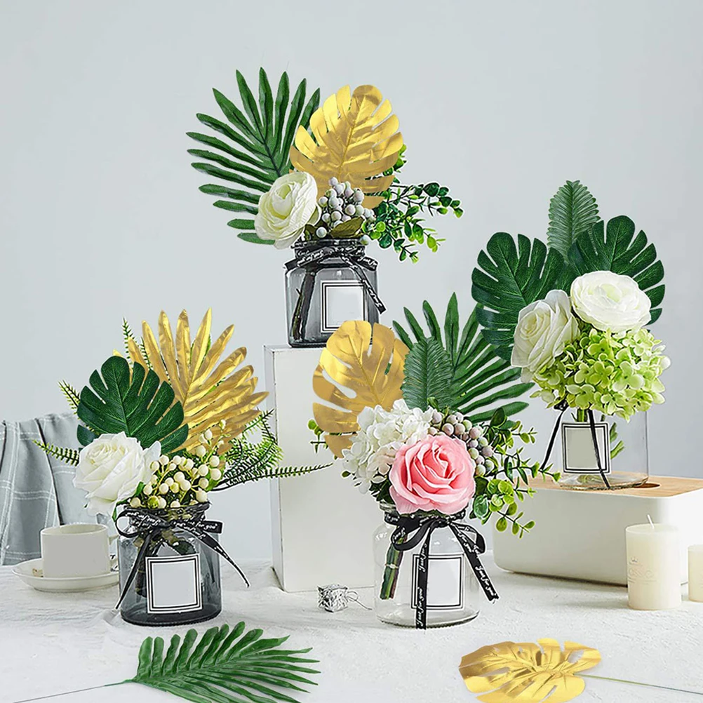 

66 Pcs Artificial Monstera Leaves Decorative Fake Plants Hawaii Theme Props Long Lasting Cloth Material