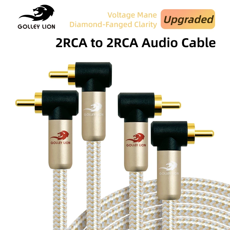 

Обновленный прямоугольный кабель GOLLEY LION от 2RCA до 2RCA, позолоченный стереоаудиокабель с 2 RCA для домашнего кинотеатра, HDTV