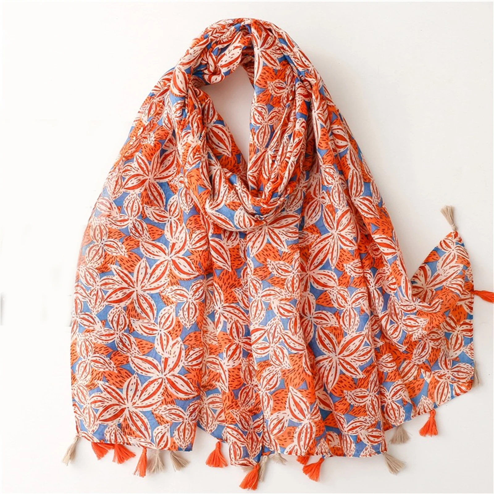 180 * 90cm Bandanna Muslim headscarf outdoor cotton and linen scarf popular print beach towel the four seasons warm tassel shawl