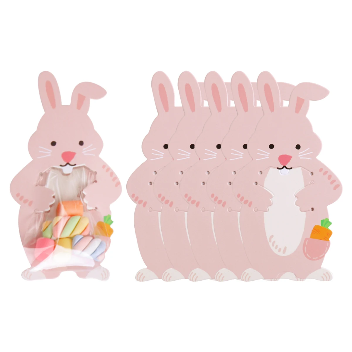 10/20/30pcs Easter Bunny Paper Lollipop Bag Cards Cartoon Rabbit Candy Packing Bags Happy Easter Birthday Party Decor Kids Gift