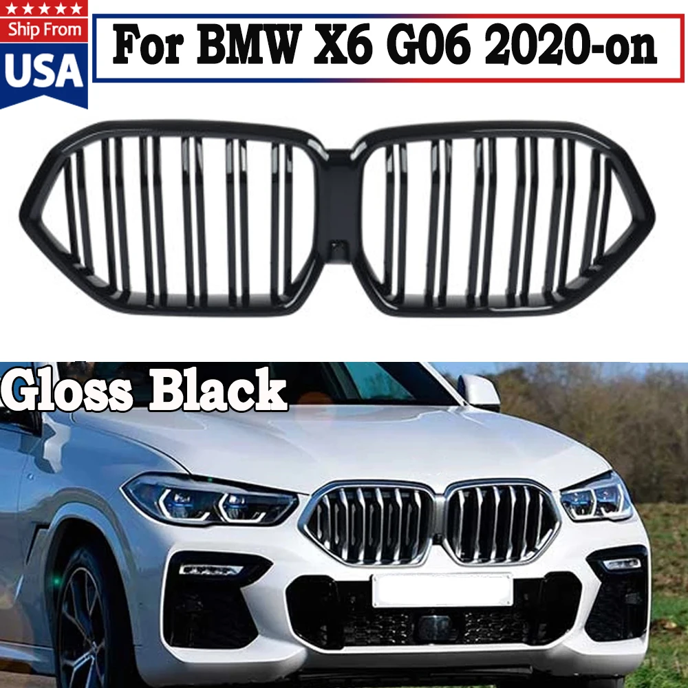 

Front Kidney Racing Grills For BMW X-Series X6 G06 2020+ Gloss Black Bumper Hood Grille Car Bodykit Accessorie Double Line Grill