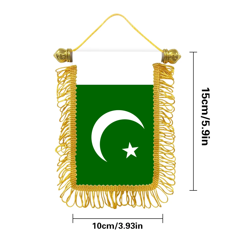 Pakistan small hanging flag 10x15cm triangular flag car decoration hanging flag double-sided pattern with suction cup