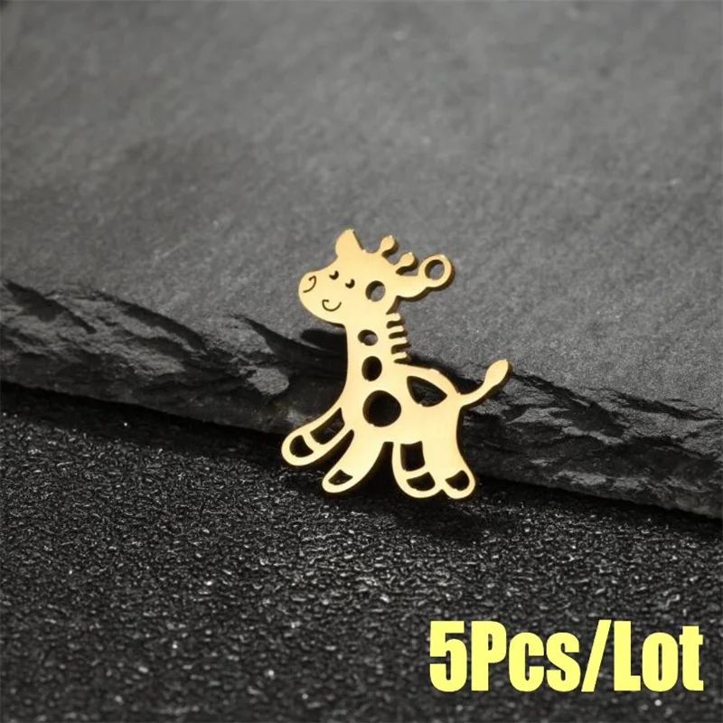 5Pcs/Lot Gold Plated Stainless Steel Giraffe Charms For Women Friend Girls Birthday Diy Jewelry Making Accessories Charm Pendant