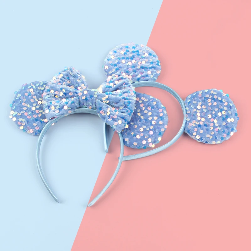 

1 шт., повязка на голову с бантом и блестками Диснея, милые обручи для волос принцессы, вечерние, праздники, события, женский изысканный подарок, аксессуары для волос