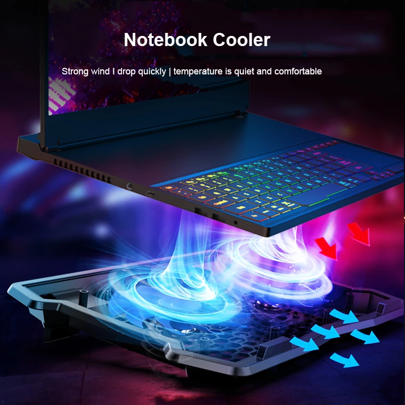 Cooler Fan Notebook Radiator Air Laptop Cooler With 2 Fans Two USB 1600RPM Gaming Laptop Stand Computer Cooler Base Mute Cooling