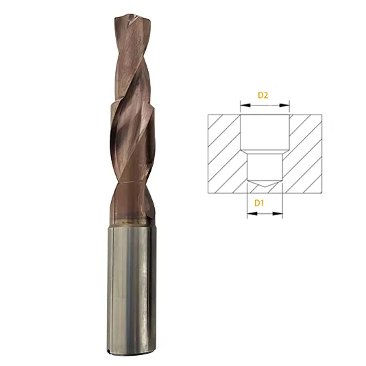 

FULLOVE Specialized Solid Carbide Two-Step Drill Bits Internal Cooling for CNC Machine Tools