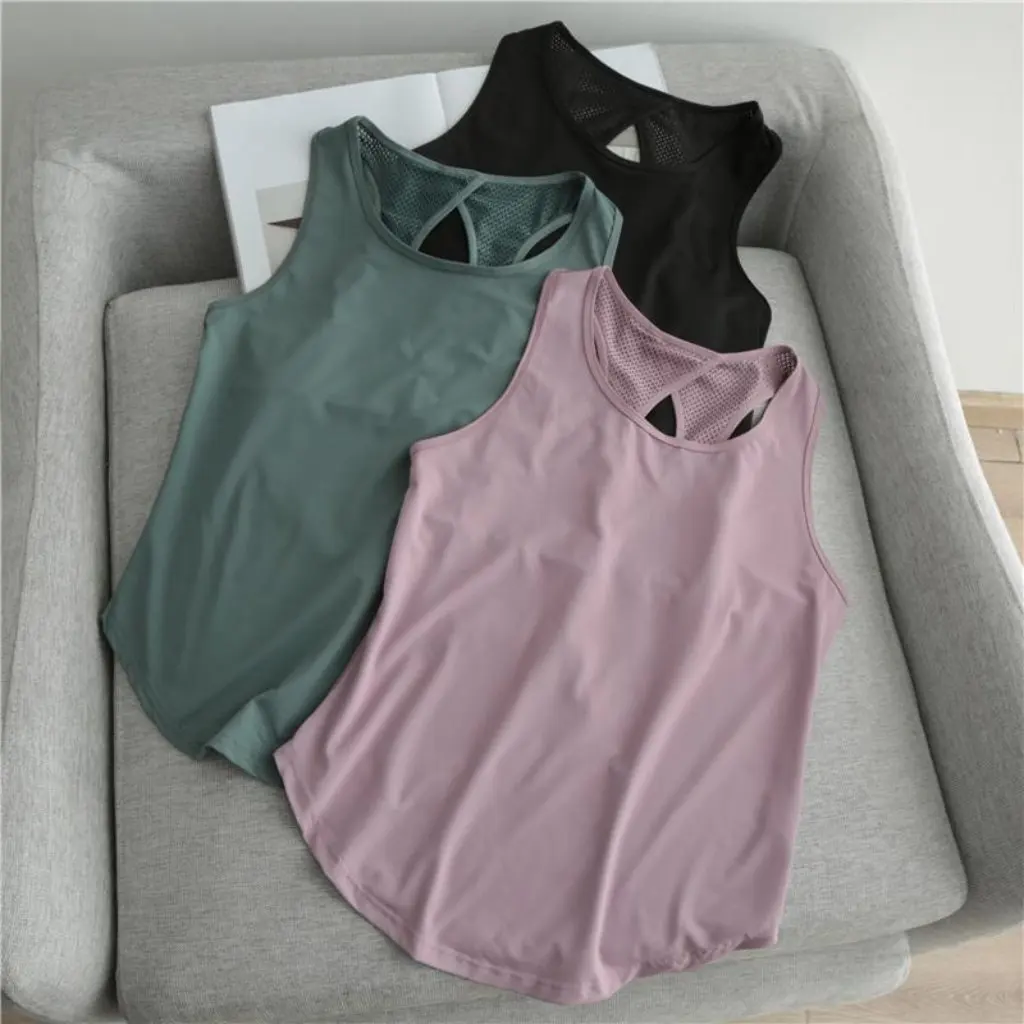 

Plus Size Women's Backless Thin Mesh Sports Tank Top Breathable Loose Casual Versatile Strap Vest for Plus Size MM300 Pounds