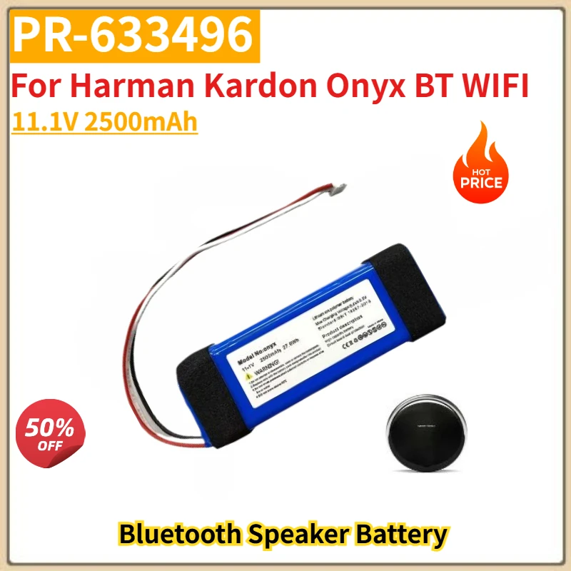 

High Quality 3S-633496 PR-633496 Bluetooth Speaker Battery 11.1V 2500mAh For Harman Kardon Onyx BT WIFI New Replacement Battery