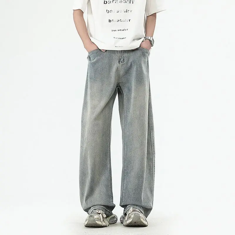 

Men's New Street Style Simple And Versatile Retro Jeans With Loose And Wide Legs Spring And Autumn Curved Knife Casual Pants