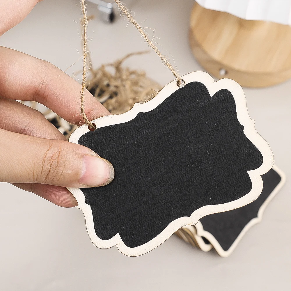 แขวนไม้คู่ด้านข้างกระดานดํา DIY ที่ถอดออกได้ Lanyard ข้อความงานแต่งงานตกแต่ง Chalkboard Reusable