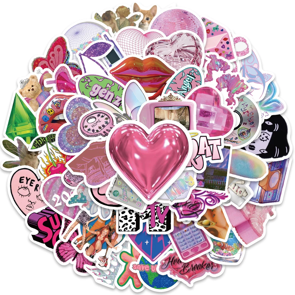 58pcs Vintage Laser Leopard Love Y2K Girl Stickers Aesthetic Motorcycle Travel Luggage Guitar Skateboard 2000s Sticker Decal