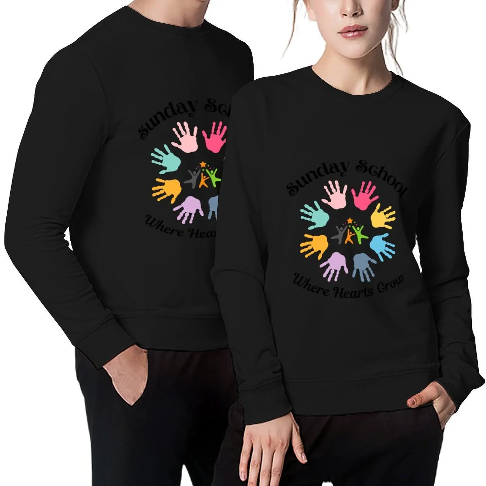 

Sunday School where hearts grow - youth group Pullover male clothes graphic t shirts men winter clothes graphic sweatshirts