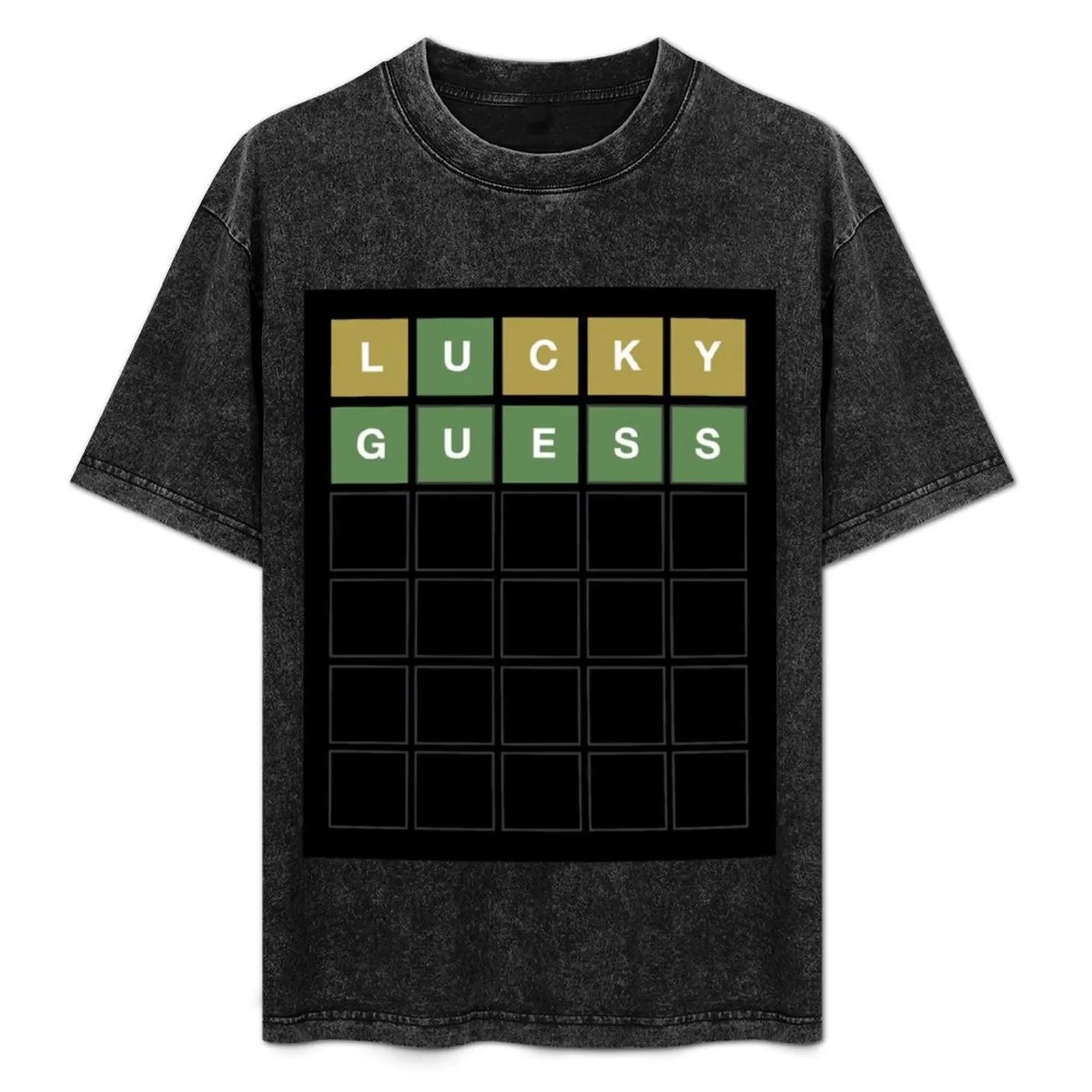 Wordle Lucky Guess - Camiseta clásica con diseño divertido de juego de palabras, talla grande, manga corta, informal