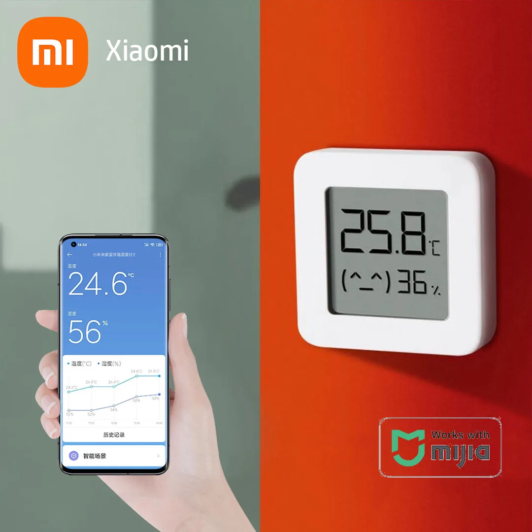 Xiaomi Mini Electronic Thermohygrometer 2 Temperature Monitor Temperature Measurement Instruments Weather Station With Mijia APP