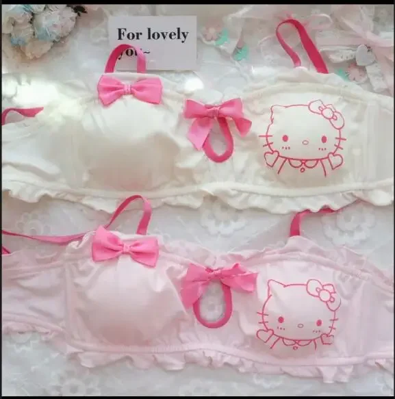 Miniso Hellokitty Underwear Bar Set Sanrio Kitcat Pure Cotton Middle School Student Elastic Sling Triangle Panty Lingerie Gift