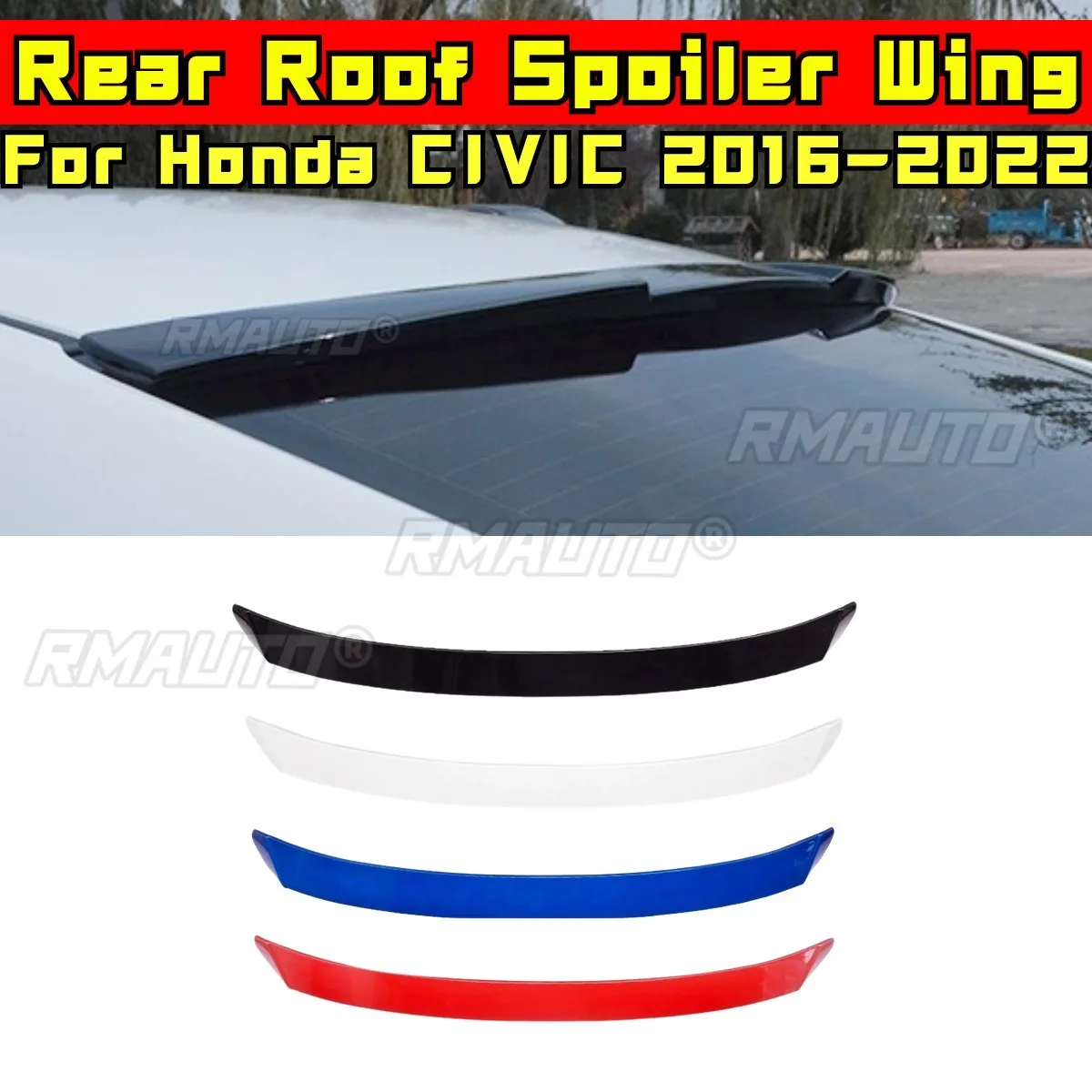 لهوندا سيفيك 10th Gen 2016-2022 طقم الجسم سقف سبويلر سقف خلفي الجناح الأبيض نمط الخلفي سقف سبويلر اكسسوارات السيارات #1