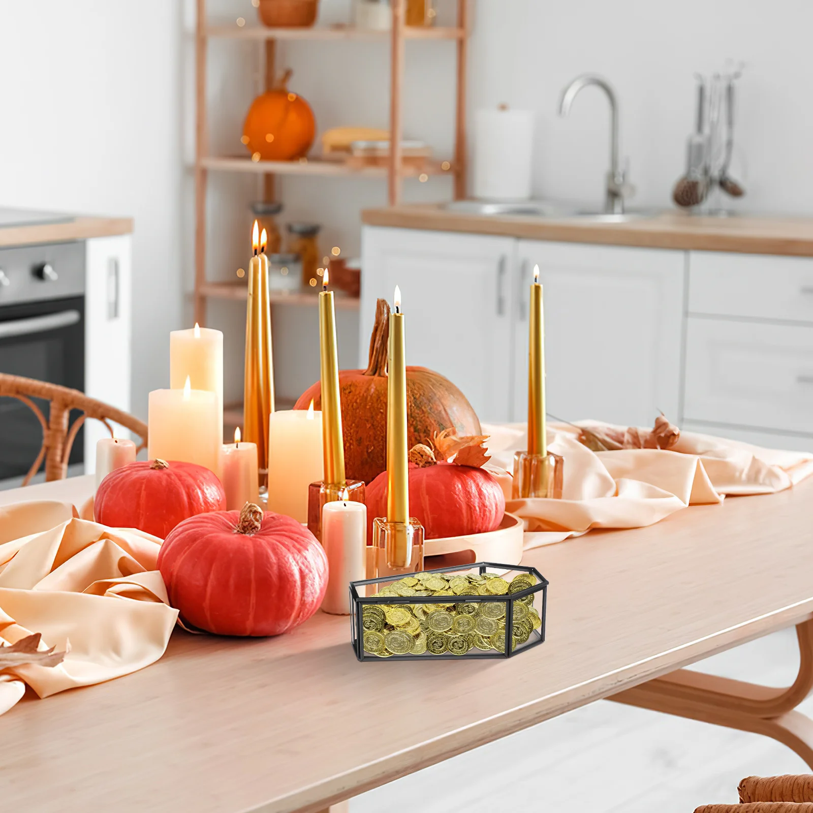 

Black Glass Coffin Halloween Tray Small Display Case Decor Snack Gothic Jewelry Trinket Mini Vampire Theme Storage Container