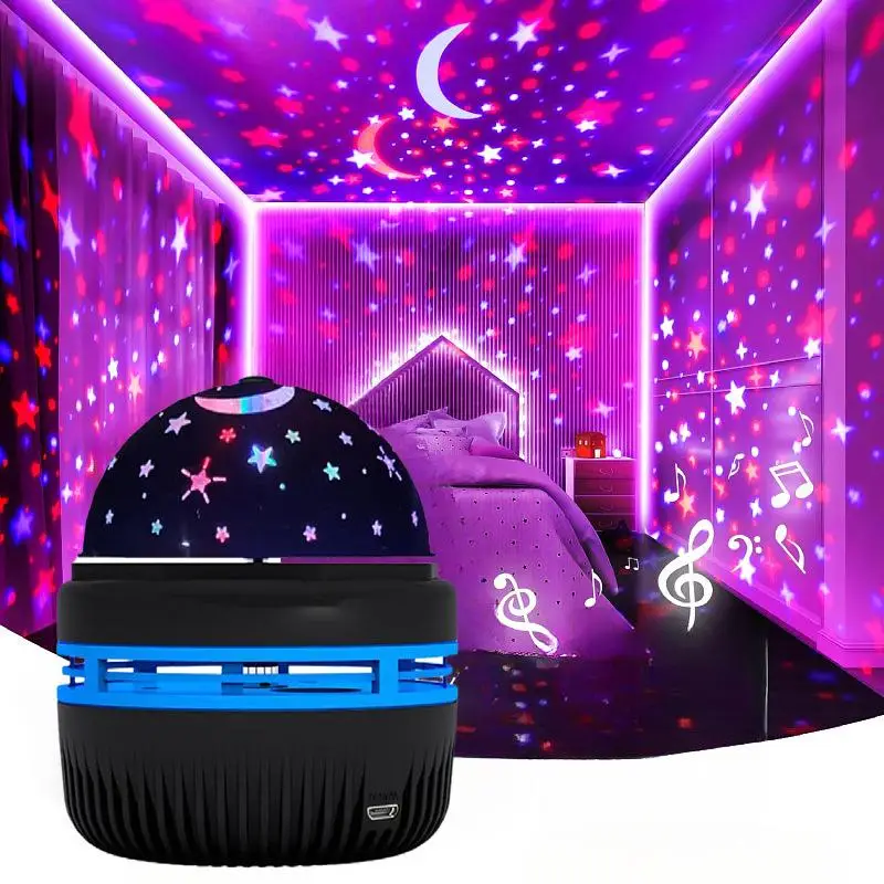 LED Starry Sky Lights Bedroom NightLights 5V USB Decoration Atmosphere Projector Lamp 360° Rotating For Weddings Christmas