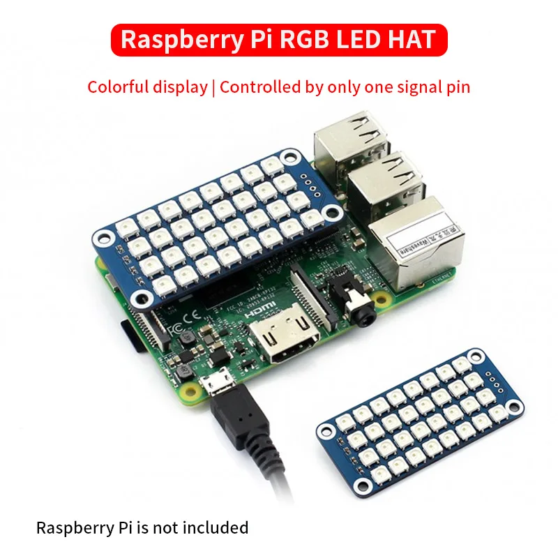 Raspberry Pi RGB LED HAT 4x 8 RGB LED True Color Display Controlled by One Signal Pin Easily Attached for Raspberry Pi